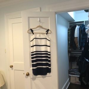 White and dark blue stripped dress